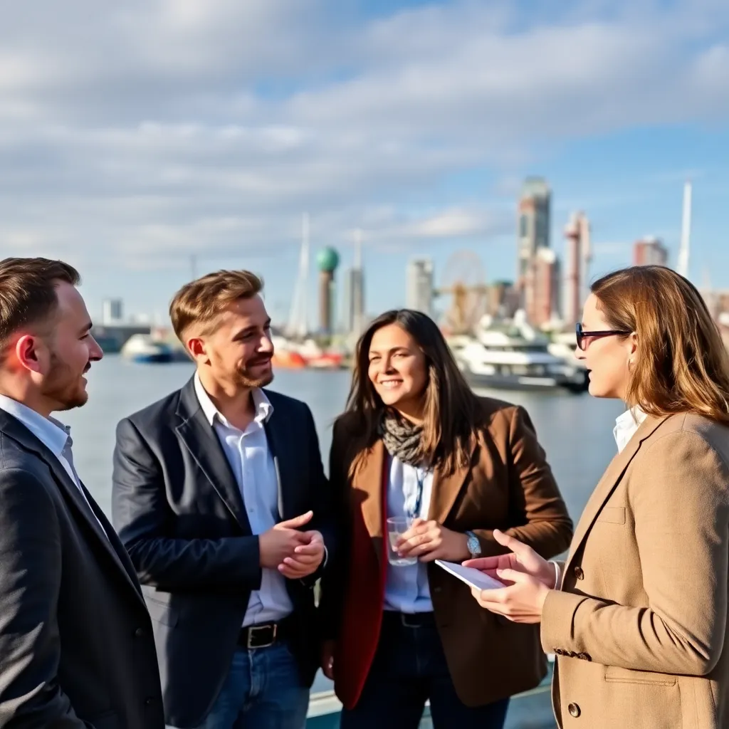 Internationale zakenpartners bespreken mogelijkheden in Rotterdam