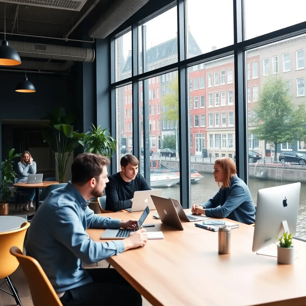 Moderne Nederlandse ondernemersomgeving met coworking space