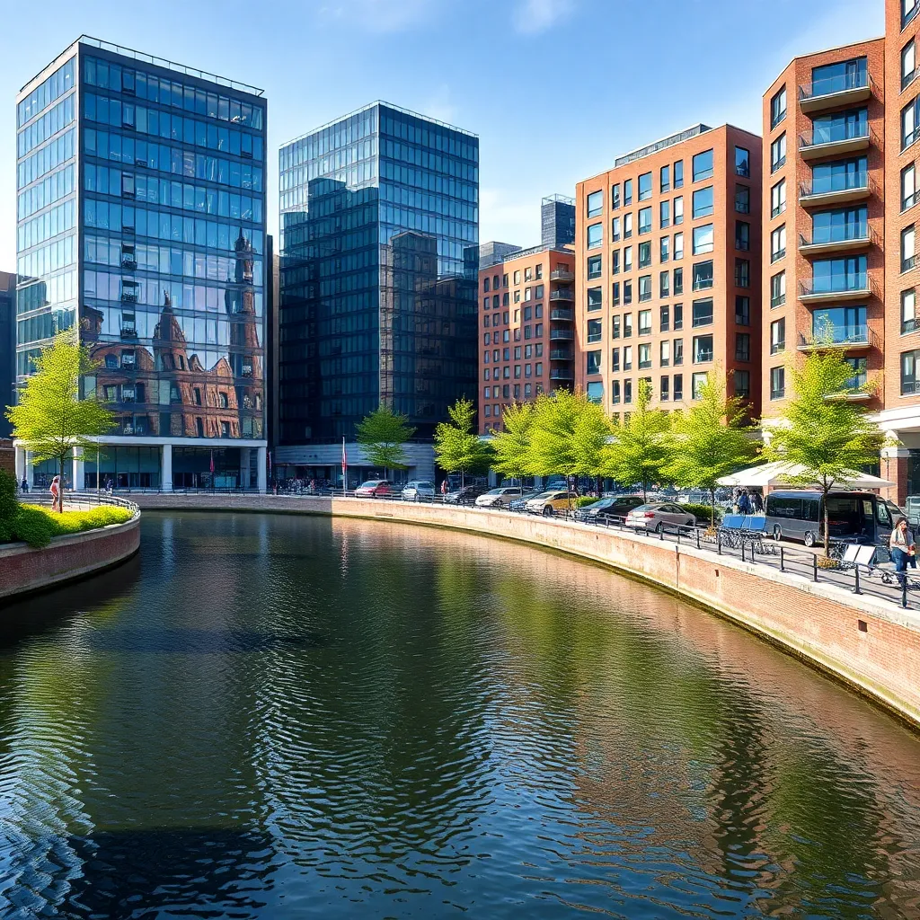 Nederlands ondernemingslandschap met moderne kantoorgebouwen in Amsterdam